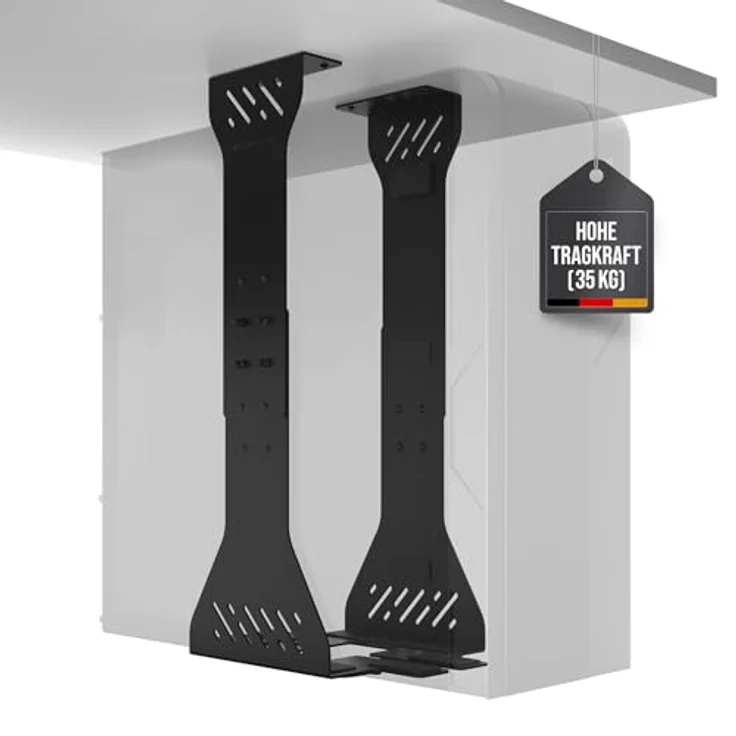 Ultimate Setup PC Halterung unter Schreibtisch, Schwerlast Computer Halterung bis 35 kg Tragfähigkeit, anpassbare Tower Halterung in Schwarz – Bild 1