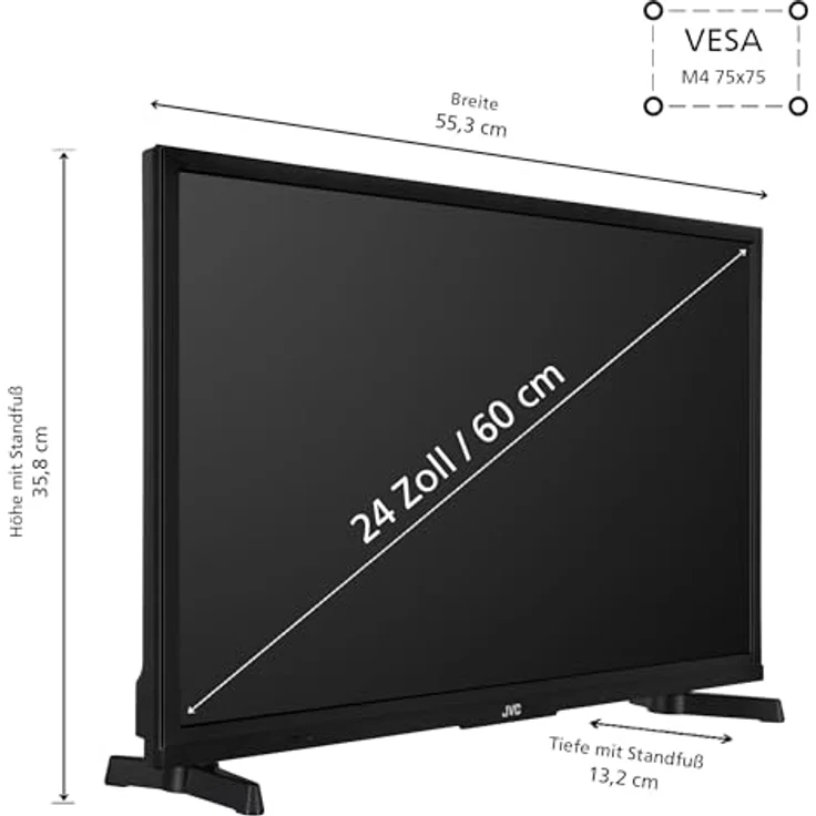 JVC LT-24VAH3455, 24 Zoll HD-Ready Android Smart TV mit HDR, Triple-Tuner und LED, schwarz – Bild 3