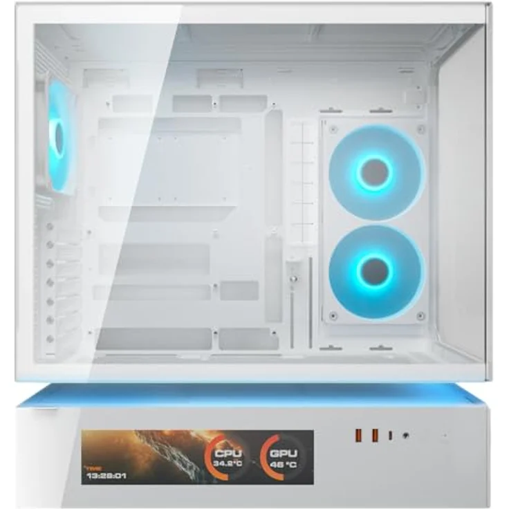 COUGAR CFV235 Vision, Mid-Tower PC-Gehäuse ohne Netzteil, 1x USB-C 3.2 Gen 2, 2x USB 3.0, weiß, mit integriertem IPS-LCD-Display und RGB-Beleuchtung – Bild 5