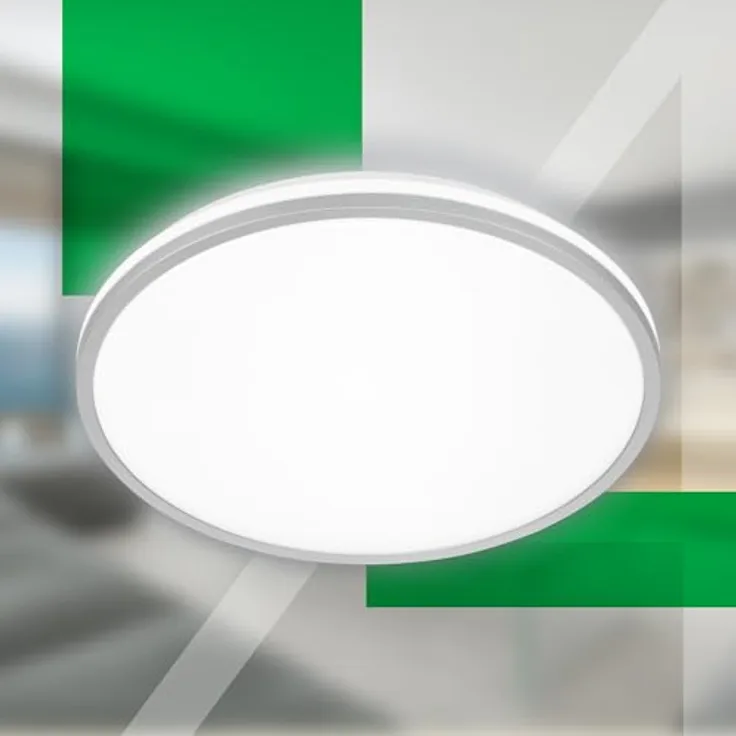 BRILONER - EEK A LED Deckenlampe Effizient mit 8,5W bei 1800lm, ca. 50.000h Licht, indirektes Licht, LED Lampe, LED Deckenleuchte, Wohnzimmerlampe, LED Panel, Küchenlampe, 33x6 cm, Chrom-Matt