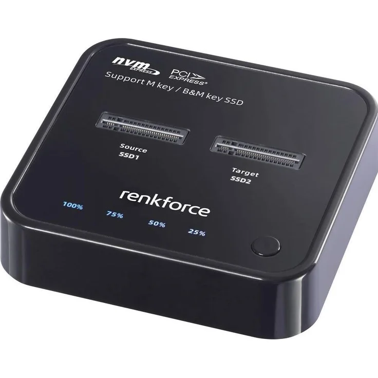 Renkforce RF-TPCD-300, 1fach Festplatten-Kopierstation für M.2 PCIe NVMe SSDs, USB-C, 10 Gbit/s, Klonfunktion ohne Software, bis zu 8 TB