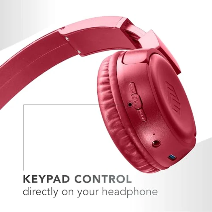 Music Sound Vibed, Kabellose Kopfhörer für Anrufe und Musik, Rot, 220 g – Bild 3