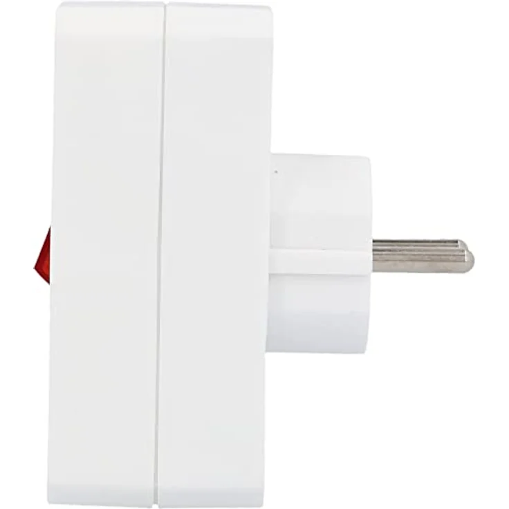 Unitec Zwischenstecker mit 1x Schuko und 2x Euro Schalter, mit beleuchtetem Schalter, weiß, lose – Bild 3