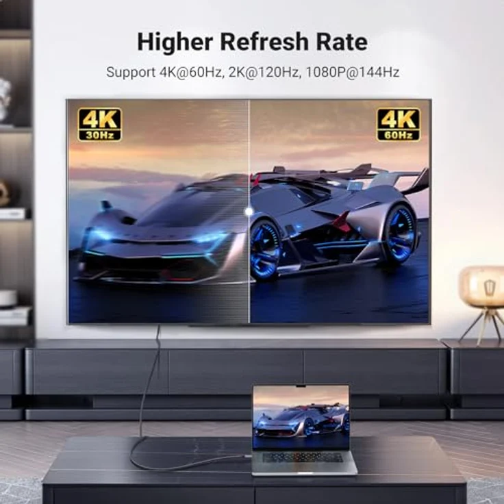 UGREEN USB C auf HDMI Kabel 4K 60Hz, 2m, Thunderbolt 3/USB C 3.1, geflochten Aluminium, kompatibel mit iPhone 17, MacBook Pro 2021, iPad Pro/Air, Galaxy S23 Ultra – Bild 3
