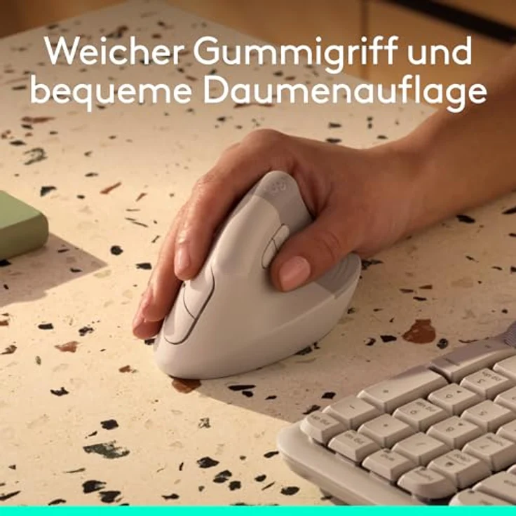 Logitech Lift Vertikale Ergonomische Maus, Kabellos, Bluetooth/Logi Bolt, Leise Klicks, 4 Tasten, Kompatibel mit Windows/macOS/iPadOS - Sand – Bild 2