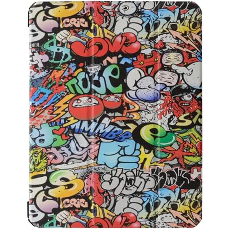 REALPOWER iPad 10 Case 10,9", Design Graffiti Bookcover für Apple, 10. Generation, Rot – Bild 1