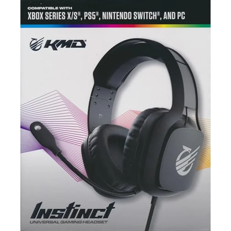 KMD Instinct Universal Gaming Headset, kabelgebunden mit Geräuschunterdrückung, Over-Ear-Polstern, Schwarz – Bild 2