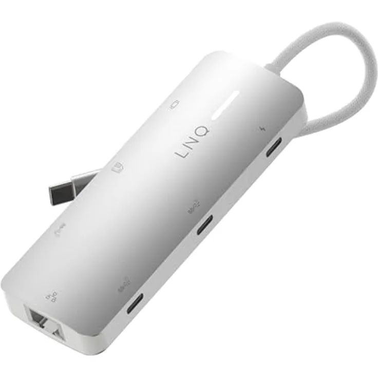 LINQ Connects 8-in-1 Pro-C Multiport-Hub mit 4K HDMI, Ethernet und Kartenleser - 10Gbps - Geeignet für Laptops und Tablets