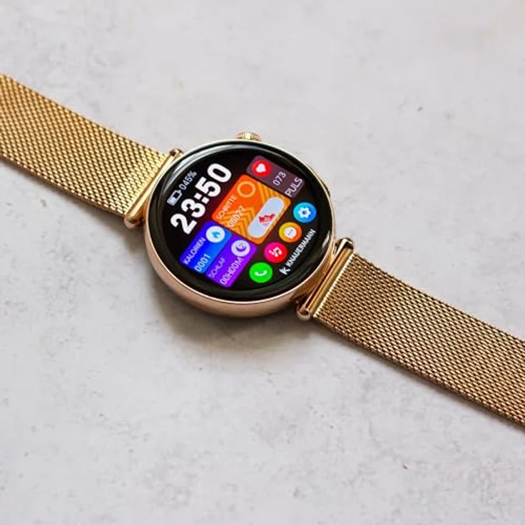 Knauermann PRO 4 MINI (2026) Rund Gold - EKG Gesundheitsuhr mit Blutdruck-, Puls- und Blutsauerstoffmessung, Schlafanalyse, IP67, 1,56" AMOLED-Display – Bild 4