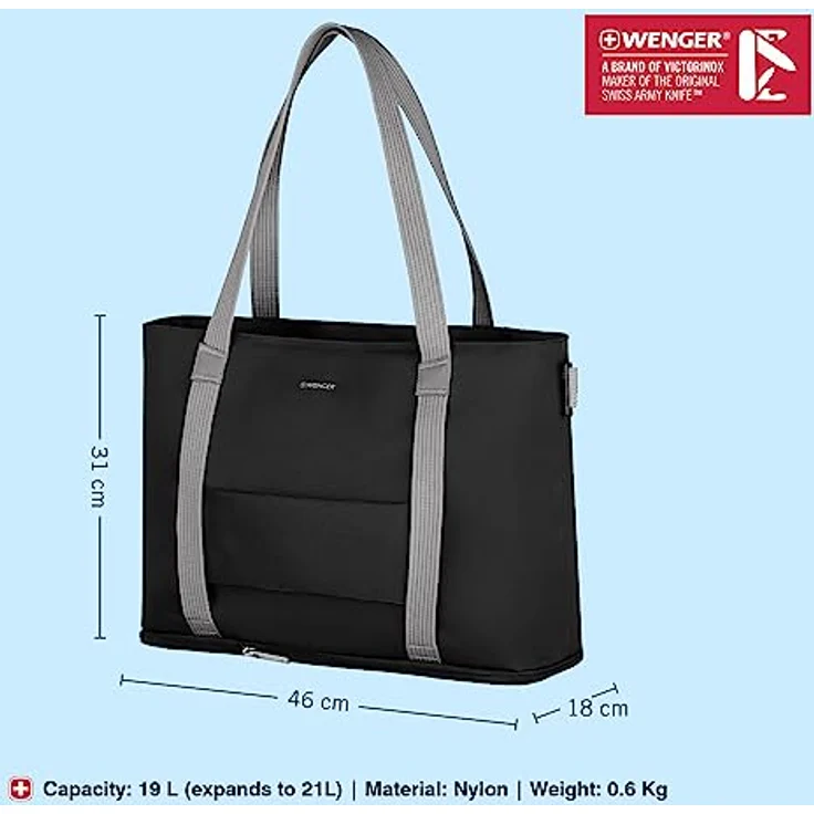 Wenger Laptoptasche Motion Deluxe Tote, Tragetasche, Arbeitstasche, Freizeittasche, in Schwarz – Bild 3