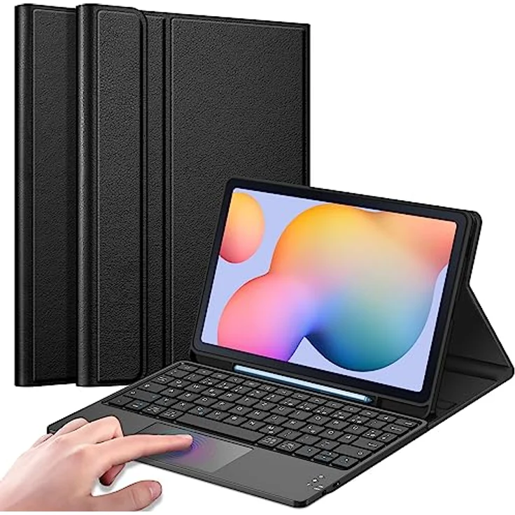 Fintie Tastatur Hülle für Samsung Galaxy Tab S6 Lite 10.4 SM-P610/ P613/P615/P619 2022/2020 - Deutscher Tastatur mit Touchpad Magnetisch Abnehmbarer Keyboard, Schwarz – Bild 1