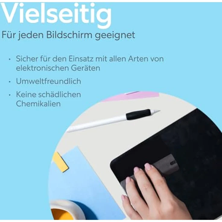 Paperlike All-in-one Cleaning Kit - Nachfüllbarer Mikrofaser-Bildschirmreiniger mit Reinigungslösung + 5 Refill Tabs - für iPad & Displays, Weiß – Bild 3