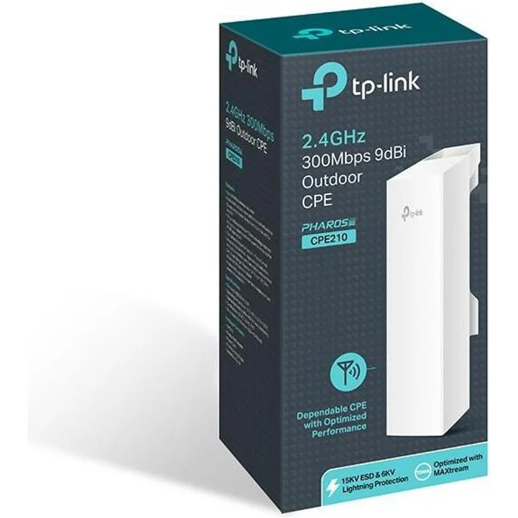 TP-Link CPE210, Outdoor 2.4GHz 300Mbps High Power Wireless Access Point mit 9dBi Antennen, WISP Client Router, bis zu 27dBm