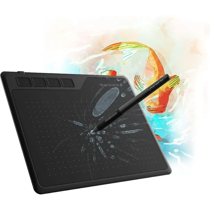 GAOMON S620 Grafiktablett, 4 Zoll mit batteriefreiem Stift und 4 anpassbaren Tasten für Online-Meetings und Klassen