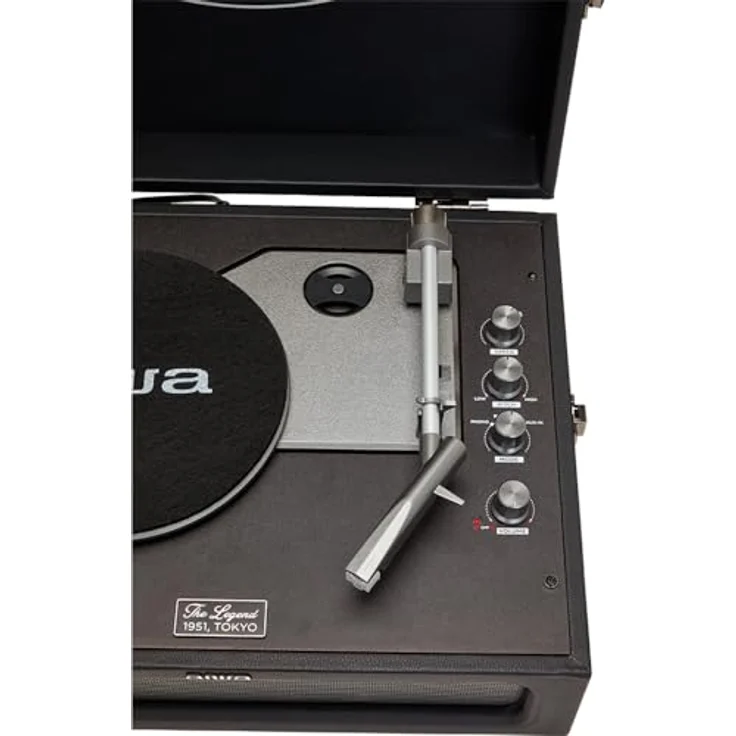 Aiwa VPX-1971/BK Vintage-Plattenspieler im Kunstlederkoffer mit Bluetooth 5.0, MP3-Player und USB-Recorder, Schwarz – Bild 3