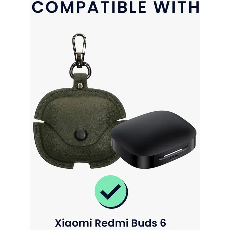 kwmobile Kunstleder Hülle für Xiaomi Redmi Buds 6, Stylische Schutzhülle mit Ladeöffnungen, Schwarz