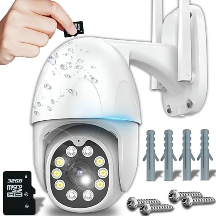 Retoo Überwachungskamera Aussen Innen, WLAN Kamera Outdoor mit mit Automatische Verfolgung, Nachtsichtkamera, Außenkamera,WiFi Kabelloss, Nachtsicht, Wasserdicht, Innenbereich