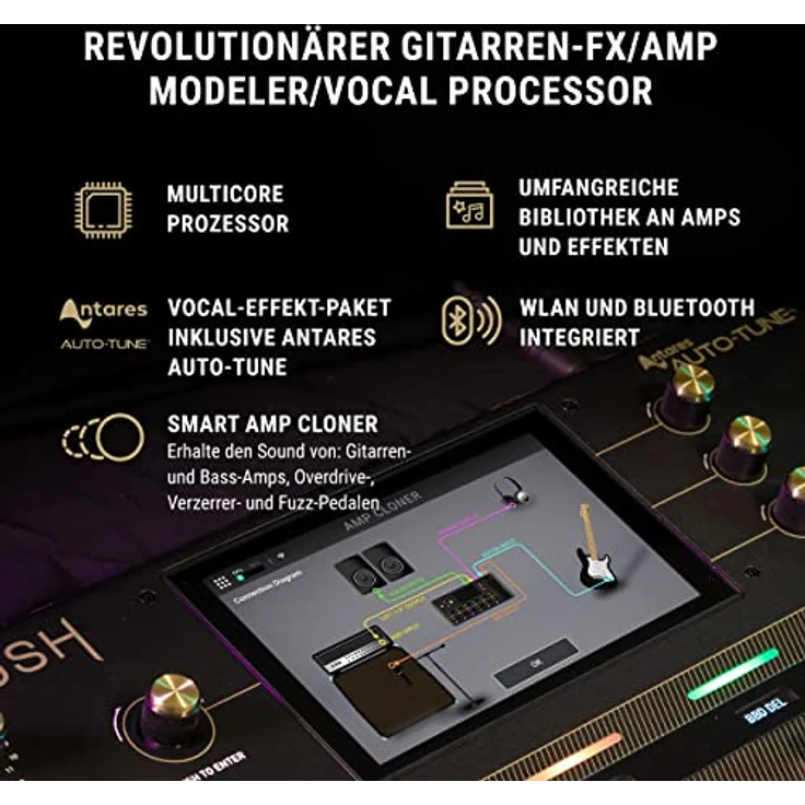 HeadRush Prime - Gitarren & Vocal Multi-Effekt-Pedal, Modelling-Prozessor mit Amp Cloner, Antares Auto-Tune, WLAN, Touchscreen, Looper & Bluetooth – Bild 2