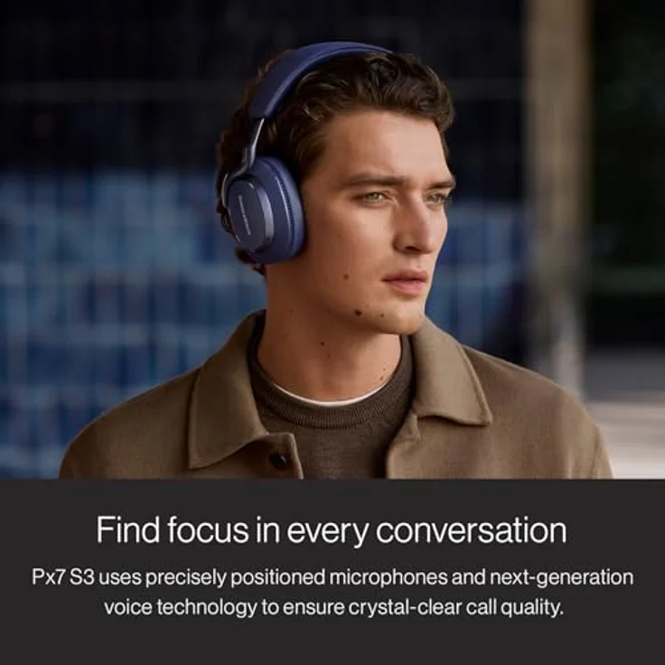 Bowers & Wilkins Px7 S3, Over-Ear-Kopfhörer mit Geräuschunterdrückung, kabellos, aptX™ Lossless, 30 Stunden Akkulaufzeit, 8 Mikrofone - Indigoblau – Bild 4