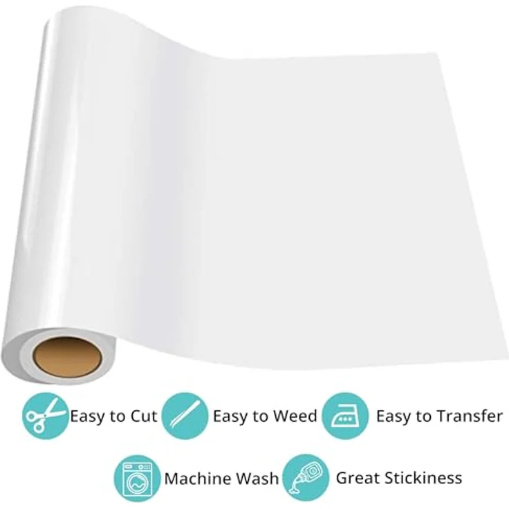 Loklik Heat Transfer Vinyl Folie Weiß, flexible und langlebige Flexfolie für präzise Designs, waschmaschinenfest – Bild 3
