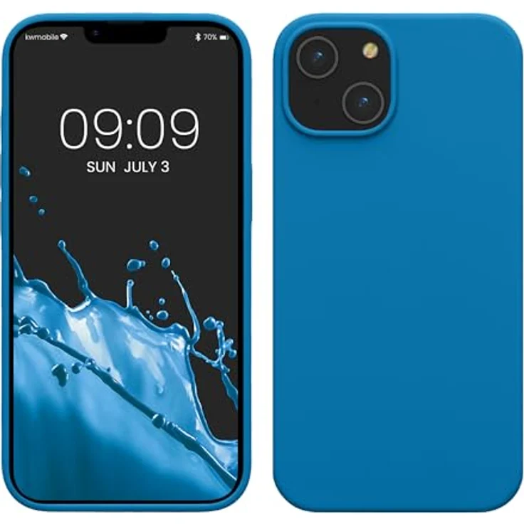 kwmobile Handyhülle für iPhone 14, Silikon Case in Karibikblau, anti-rutsch, kabelloses Laden, stoßfest – Bild 1