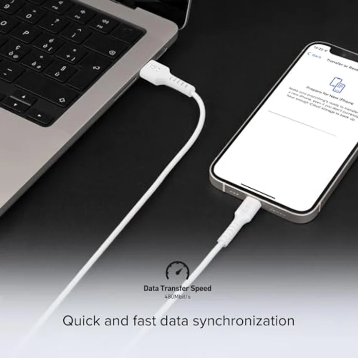 SBS USB-A auf USB-C Daten- und Ladekabel, 1m, schnelle Datenübertragung bis 480 MBit/s, weiß – Bild 3