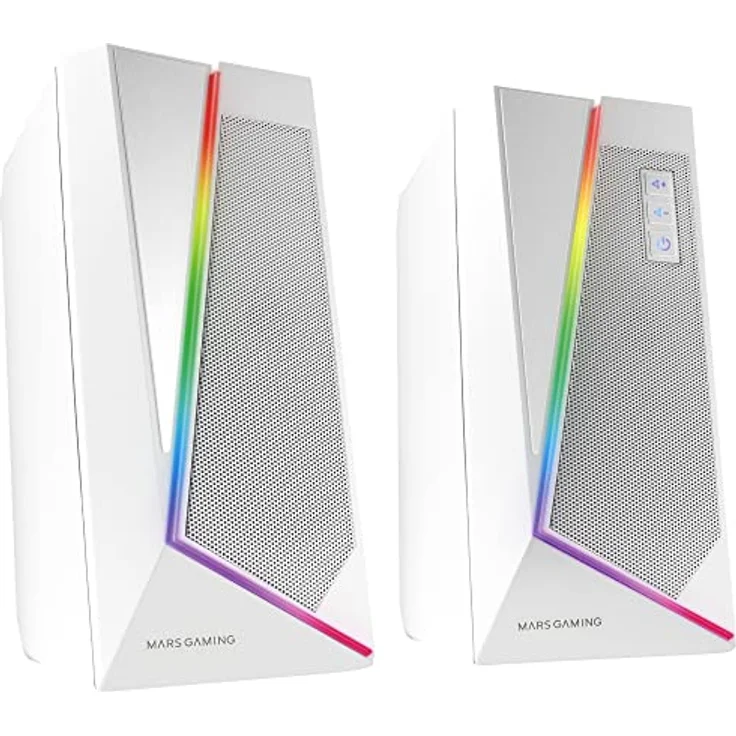 Mars Gaming MS7W, RGB Lautsprecher, Bluethooth 5.0 + Jack 3.5, DSP Sound 20W, Weiß – Bild 1