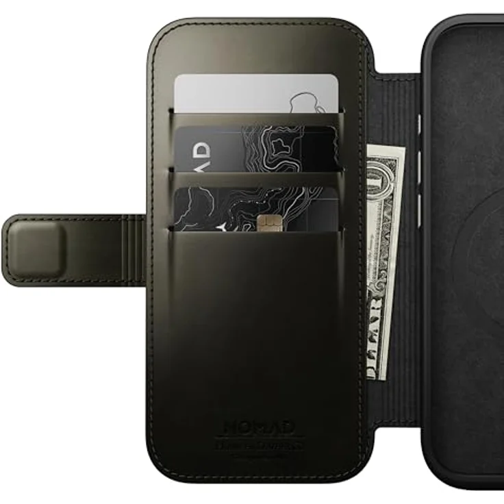 Nomad Leather Folio für iPhone 16 Pro, grüne Lederhülle mit Kartenfächern und MagSafe-Kompatibilität – Bild 6