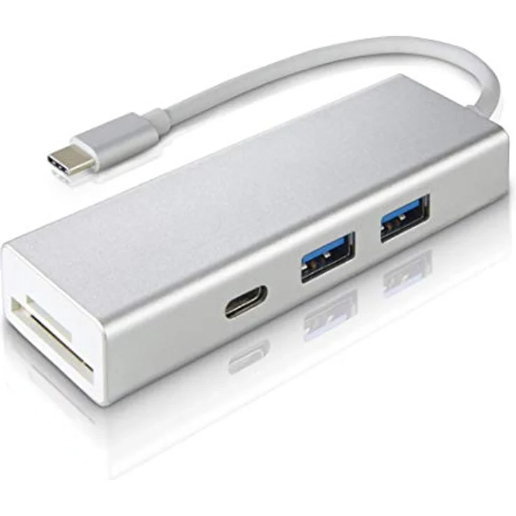 Hama USB 3.1 Type-C Hub, 3-fach, mit Kartenleser (2x USB-A, 1x USB-C, SD/SDHC/SDXC/microSD/microSDHC/microSDXC, für PC/Mac/Laptop/Tablet, OTG-fähig) externer USB-Verteiler, Kartenlesegerät – Bild 1