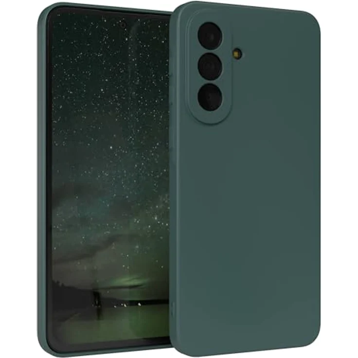 EAZY CASE Silikonhülle für Galaxy A37 - Weiche, stoßfeste Handyhülle mit Kameraschutz und kabellosem Laden in Piniengrün Matt – Bild 1