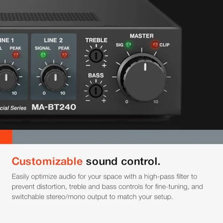 Tascam MA-BT240, 240W Mischverstärker mit Bluetooth-Streaming und integrierter Mischfunktion, kompakte Rackmontagegröße – Bild 6