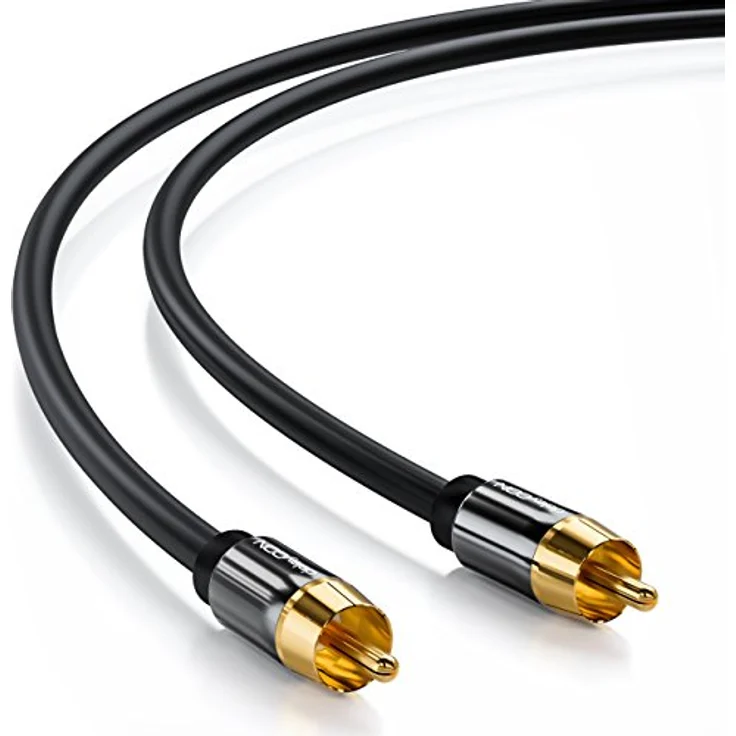 deleyCON 5m Subwoofer Kabel - Cinch RCA Digitales Koaxialkabel - Vergoldete Stecker - Audio Kabel für Subwoofer AV Receiver Verstärker Heimkino – Bild 2
