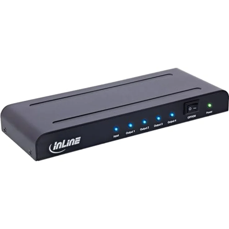 InLine HDMI Splitter 4-Fach, 4K UHD @60Hz, HDMI 2.0, HDCP 2.2, Deep Color, Plug-and-Play, Schwarz, für TV, Monitor, Beamer, 65010K – Bild 1