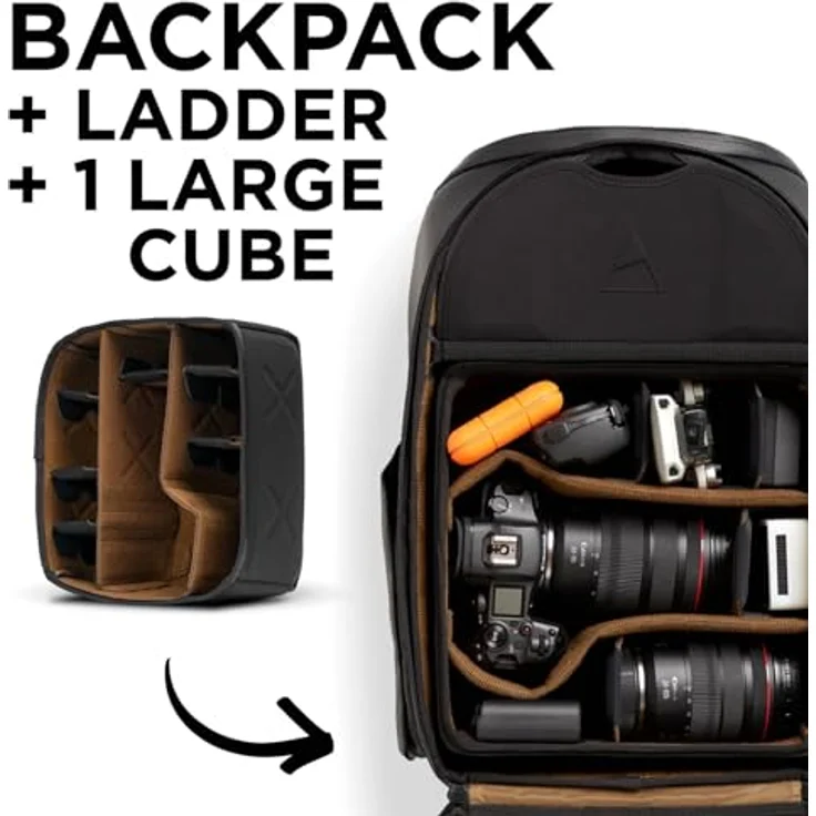 Gomatic Peter McKinnon Daypack + Large Cube Schwarz | Kamera-Rucksack | Tagesrucksack | Reisetasche | Laptop-Rucksack | Backpack | Carry-On Bag - inkl. Gomatic Peter McKinnon Large Cube – Bild 2