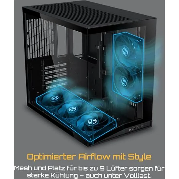 Lian Li O11 Dynamic Mini V2 Flow, Mini-ATX PC-Gehäuse in Schwarz mit 5x 120-mm-Lüftern und Tempered Glass – Bild 3