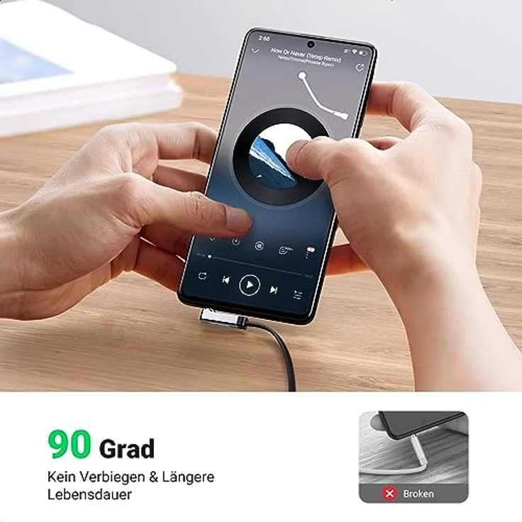 2m AUX Kabel 3.5mm Winkel Klinke Klinkenstecker Audiokabel Stereo Hifi – Bild 2