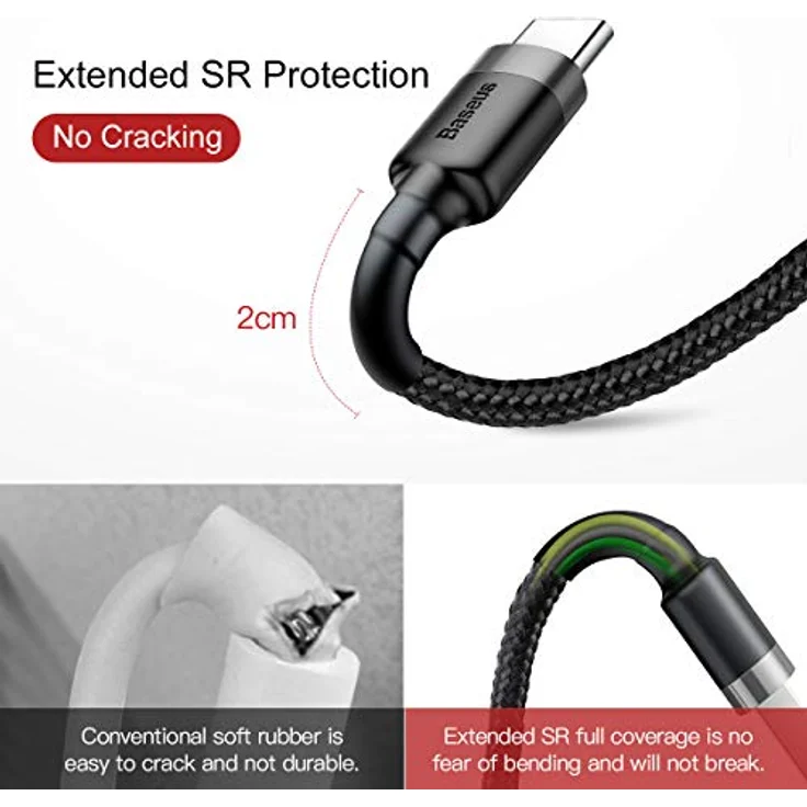 Baseus Cafule Cable - USB to USB-C Connect und Charge Cable 2 A, 2 M (Grey-Black) – Bild 7
