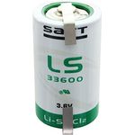 SAFT LS33600 Lithium Batterie 3.6V Primary mit Lötfahne U-Form