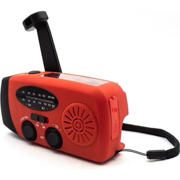 Denver SCR-2005, Solar-Kurbelradio mit AM/FM-Radio, Taschenlampe und Powerbank-Funktion, rot – Bild 2