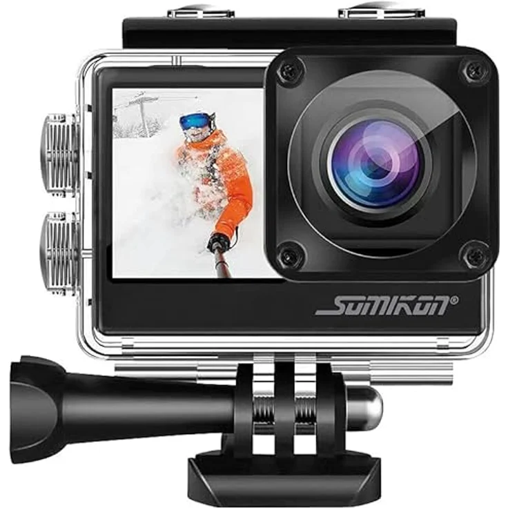Somikon Action Kamera: 6K-Actioncam mit 2 Farbdisplays, WLAN, Bildstabilisierung, Sony-Sensor (Outdoor-Sportkamera, Action-Kamera wasserdicht, Fahrrad) – Bild 5