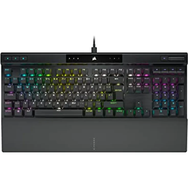 Corsair K70 RGB PRO Mechanische Kabelgebundene Gaming-Tastatur (CHERRY MX RGB Speed, 8.000Hz Hyper-Polling, PBT DOUBLE-SHOT PRO-Tastenkappen, Soft-Touch-Handballenauflage) QWERTZ, DE - Schwarz