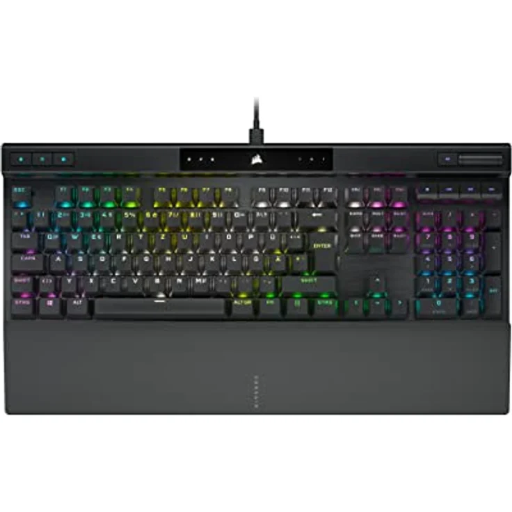 Corsair K70 RGB PRO Mechanische Kabelgebundene Gaming-Tastatur (CHERRY MX RGB Speed, 8.000Hz Hyper-Polling, PBT DOUBLE-SHOT PRO-Tastenkappen, Soft-Touch-Handballenauflage) QWERTZ, DE - Schwarz – Bild 1