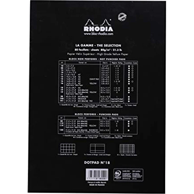 OTTO Notizblock DotPad Nr. 18, A4 Dot Grid schwarz, 80 Blatt PEFC-zertifiziertes Papier, 5mm Abstand – Bild 3