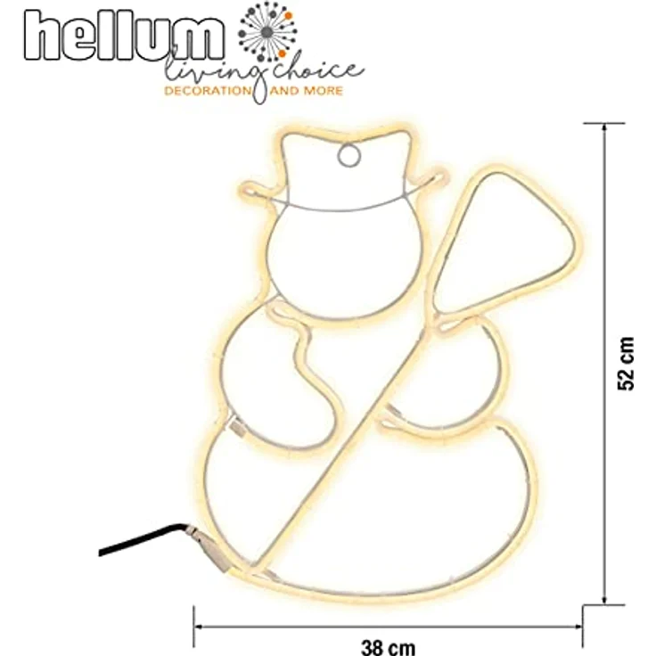 hellum LED Leuchtfigur Schneemann Stripe Lichtschlauch wweiß Metallrahmen Außen Outdoor, 59 lm, 578072 – Bild 4
