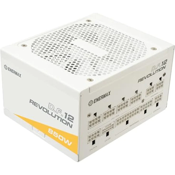 ENERMAX Revolution D.F. 12 ATX3.1 PCI-e 5.1 Ultrakompakt 850W Netzteil 80Plus Gold Snow White (Vollmodular, 50% Semi-Fanless, 12V-2x6); ETV850G-W, weiß – Bild 2