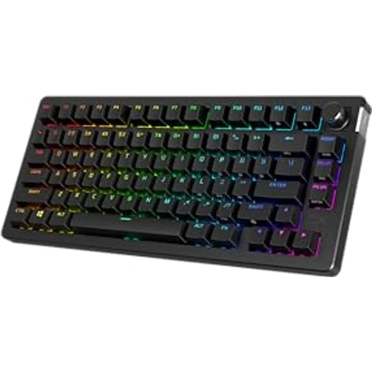 HyperX Alloy Rise 75 Wireless, 75% Hot-Swappable Mechanische Gaming-Tastatur, QWERTY Amerikanisches Layout, Dual Wireless 2,4 GHz und Bluetooth, bis zu 80 Stunden Hintergrundbeleuchtung, Schwarz – Bild 1
