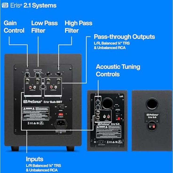 Presonus Eris 3.5 Studio Monitor-Boxen 2nd Gen PC-Lautsprecher (1 Paar, 50 W, Studioqualität, Ideal für Home-Studio - Musikhören - Gaming) – Bild 4