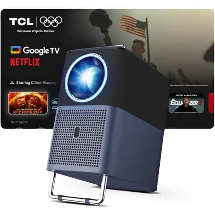TCL A1s MTV-Projektor, 600 ISO-Lumen, 1080P tragbarer Beamer mit WLAN, Bluetooth, lizenzierter Netflix-Unterstützung und 30.000 Stunden Lebensdauer
