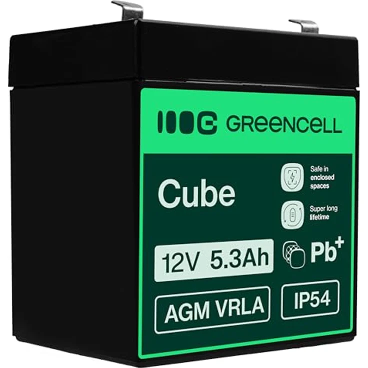 Green Cell® AGM 12V 5,3Ah Vlies Akku, wartungsfreie VRLA Blei Batterie für Notstromversorgung und Elektro Spielzeug – Bild 1