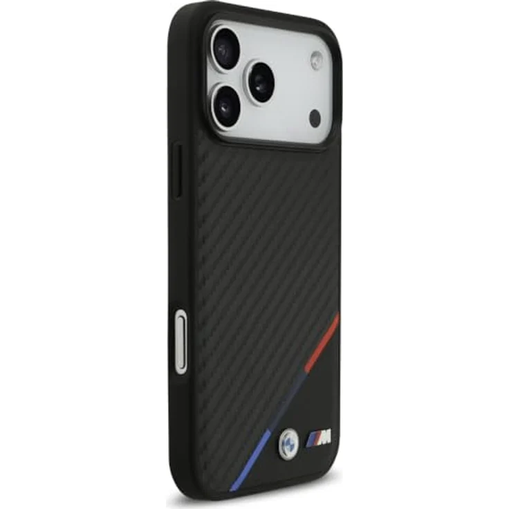 BMW M Carbon Tricolor Line MagSafe Handyhülle für iPhone 17 Pro Max, Schwarz mit Metall-Logo, 6,9 Zoll, Kantenschutz – Bild 4
